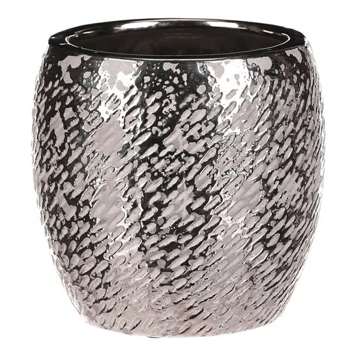 Keramický obal na květináč stříbrná Silver pr. 17 cm, stříbrná