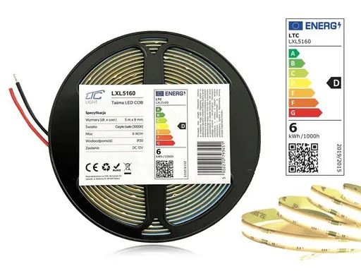 LED pásek 12V IP20 30W bílá teplá 5m LTC LXL5160