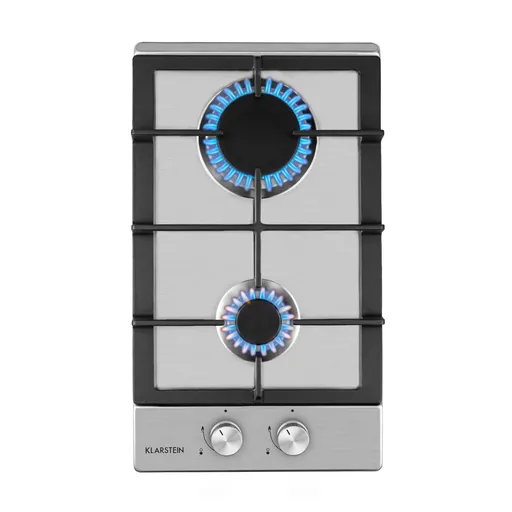 Klarstein Ignito Domino, plynová varná deska, 2 hořáky Sabaf, nerezová ocel, stříbrná