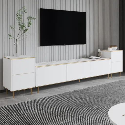 TV stěna / Sestava pod TV Imaj - Marble, White