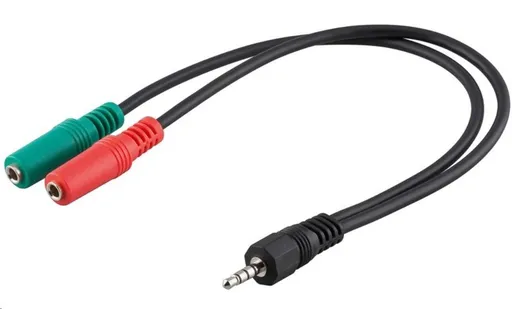 PREMIUMCORD Adaptér Jack 3, 5mm 4pin - 2x stereo Jack 3, 5mm, redukce (M/2xF, 4 pólový)