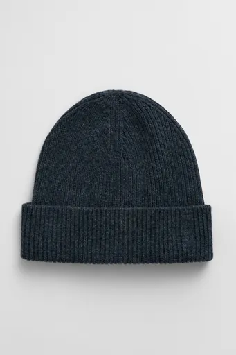 ČEPICE GANT WOOL RIBBED BEANIE CHARCOAL MELANGE
