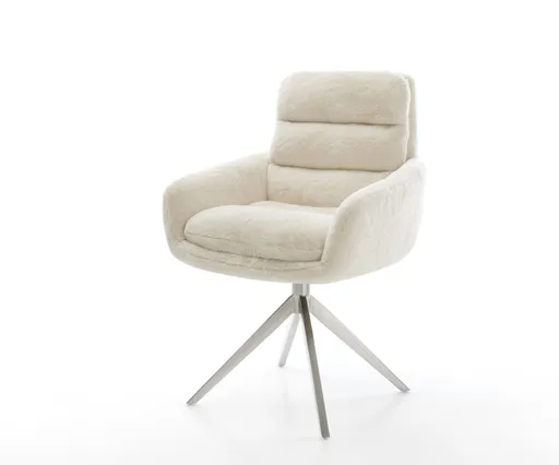 Jídelní židle Abelia-Flex s područkami plyšový manšestr krémová