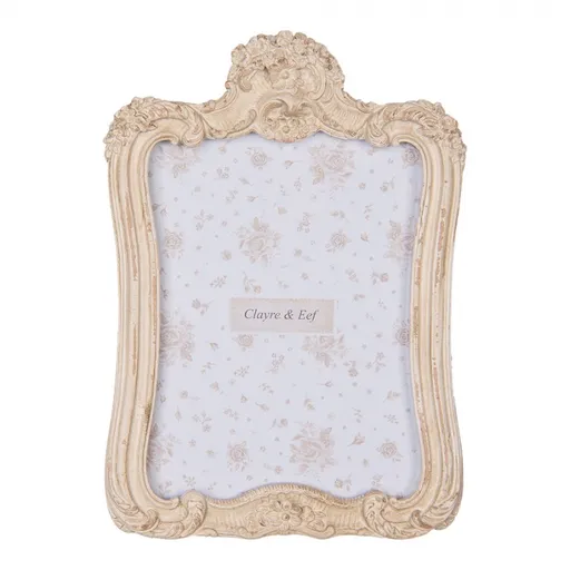 Béžový antik fotorámeček zdobený květinami - 16*2*23 cm / 13*18 cm Clayre & Eef