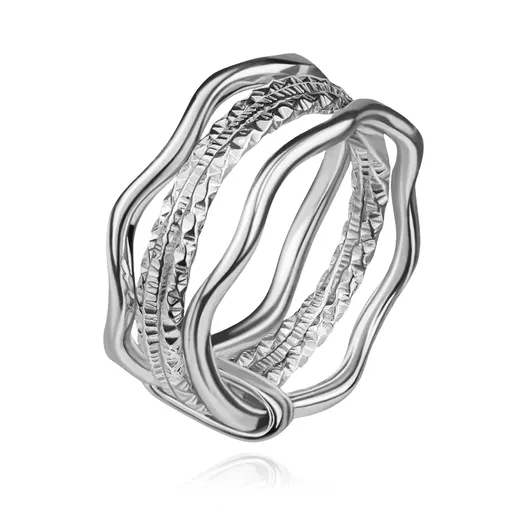 Sada prstenů ze stříbra 925 s vlnitým a spirálovým designem - Velikost: 49
