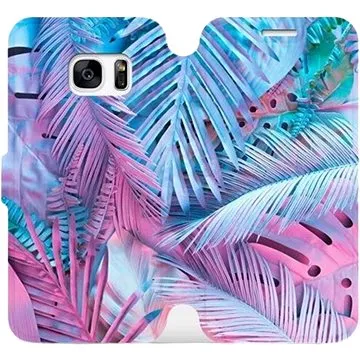Flipové pouzdro na mobil Samsung Galaxy S7 - MG10S Fialové a modré listy (5903226349012)