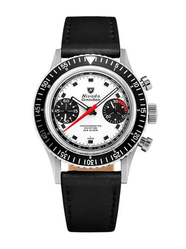 Nivada Grenchen Chronomaster Singer Newman - Inter. Bezel - Manual - Black Leather