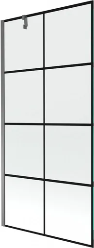 MEXEN/S Next vanová zástěna FIX 90 x 150, černá vzor, grafit metal 895-090-000-00-77-95