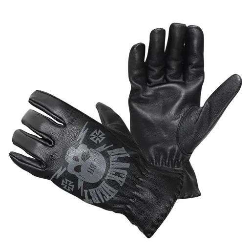 Kožené moto rukavice W-TEC Black Heart Skull Gloves černá XL