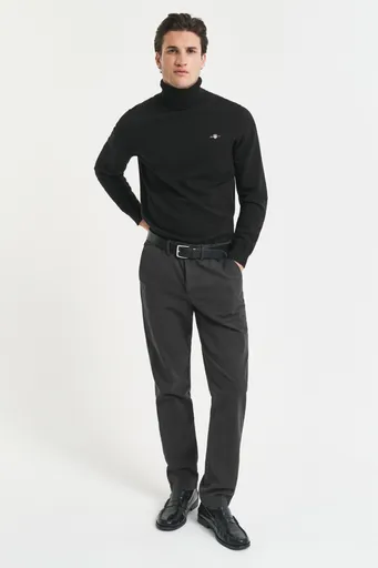 KALHOTY GANT SLIM COTTON HERRINGBONE PANTS ANTRACITE