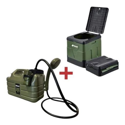 Holdcarp Hygienický Set Portable Toi + Rechargeable Camping Shower 11L,Holdcarp Hygienický Set Portable Toi + Rechargeable Camping Shower 11L