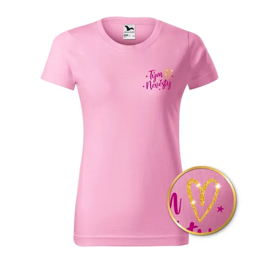 Bontis Tričko Tým nevěsty TŘPYTIVÉ SRDCE - Růžová | L