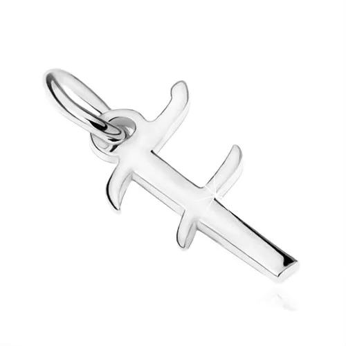 Lesklý stříbrný přívěsek 925, velké tiskací ozdobné písmeno "F"