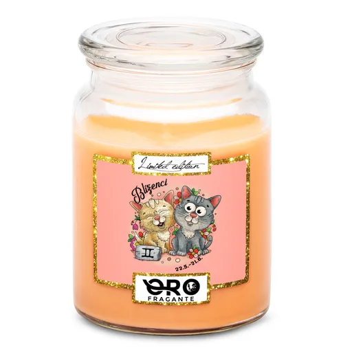 Svíčka Kočičí znamení – blíženci (Vůně svíčky: Tropické ovoce)