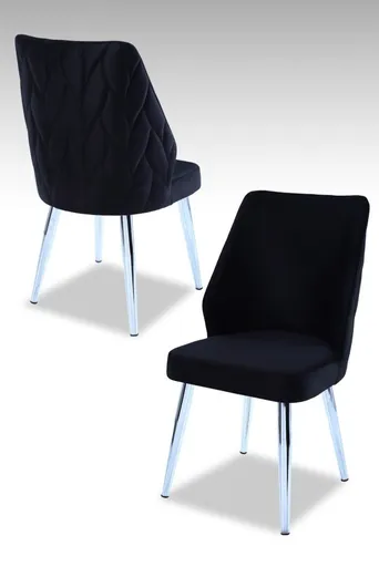 Sada židlí (4 kusy) Pufi - Black, Chrome