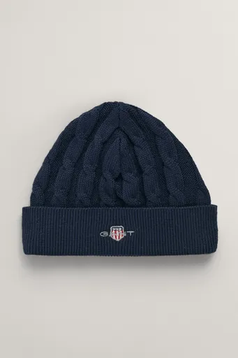 ČEPICE GANT SHIELD COTTON CABLE BEANIE EVENING BLUE