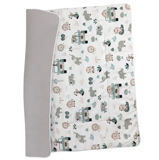 Bomimi HRACÍ deka 120x120, bavlna, oboustranná pojízdná zoo, šedá