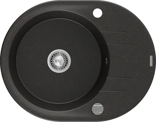 MEXEN Kevin granitový dřez 1 s odkapávačem 586x458 mm,černá/zlatý metalik, sifon chrom 6517581005-75