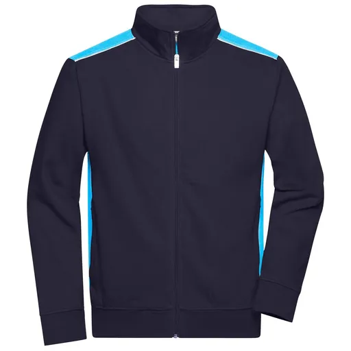 James & Nicholson (Daiber) Pánská mikina bez kapuce JN870 - Tmavě modrá / tyrkysová | 3XL