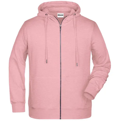 James & Nicholson (Daiber) Pánská mikina na zip z biobavlny 8026 - Růžový melír | 4XL