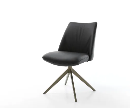 Jídelní židle Elso-Flex křížová podnož široká kov pravá kůže