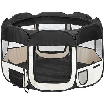 Tectake Zvířecí ohrádka z polyesteru s taškou, černá (400734)