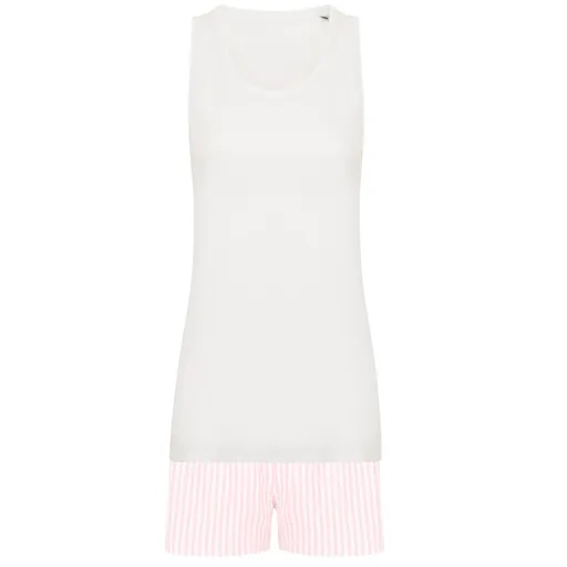 Towel City Dámské krátké pyžamo v setu - Bílá / růžová | XS