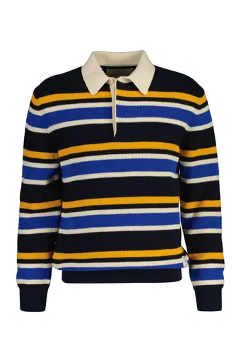 SVETR GANT STRIPED COTTON RIB POLO EVENING BLUE