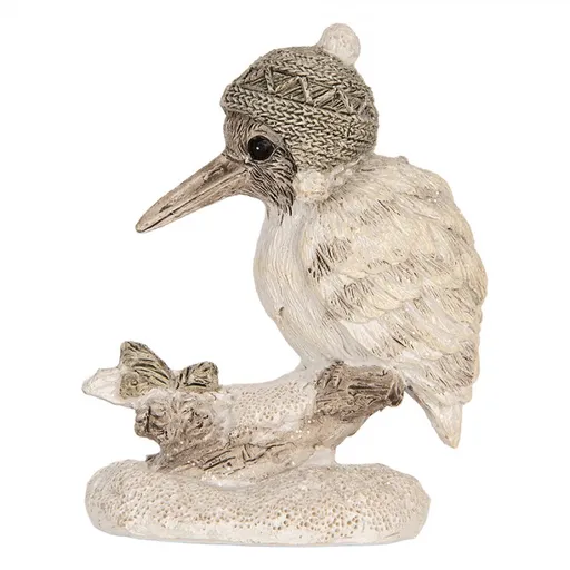 Béžová antik dekorace ptáček na větvičce - 7*6*8 cm Clayre & Eef