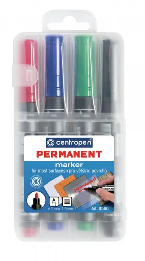 Značkovač Centropen 8566/4 permanent 4 barvy válcový hrot 2,5mm