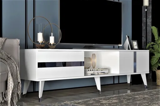 TV stolek Vania - White, Silver