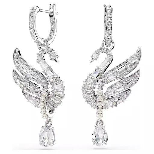 Swarovski Luxusní visací náušnice 2v1 Swan 5723388
