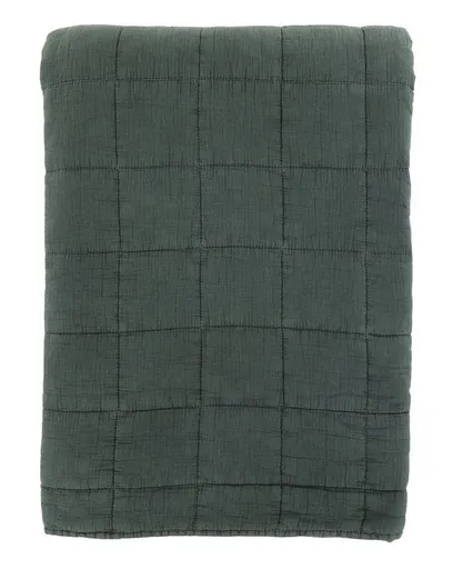 Tmavě zelený přehoz s opraným vzhledem Aix Vintage Quilt - 240*240 cm Chic Antique