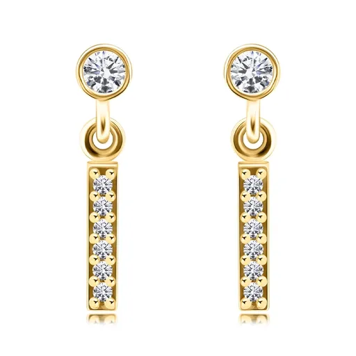 Náušnice ze 14K zlata s čirými zirkony v řadě