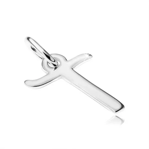 Přívěsek ploché a hladké písmeno "T", stříbro 925, vysoký lesk