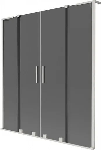 MEXEN/S Velar L Duo dvoukřídlá posuvná vanová zástěna 160 x 150, grafit, nikl kartáčovaný 896-160-003-42-97