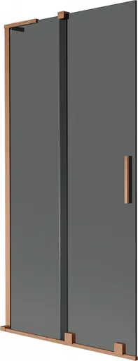 MEXEN/S Velar L dvoukřídlá posuvná vanová zástěna 90 x 150, grafit, měď kartáčovaná 896-090-003-41-65
