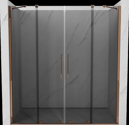 MEXEN/S Velar Duo posuvné sprchové dveře 180, grafit, růžové zlato 871-180-000-42-60