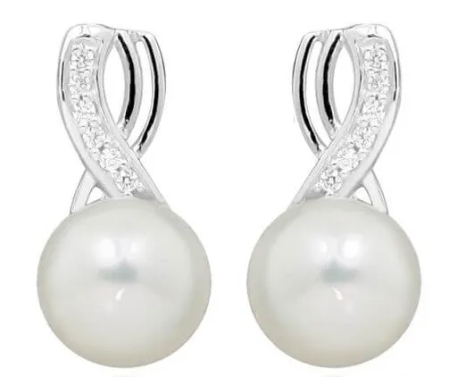 Silver Cat Jemné náušnice s perlou a zirkony SC398