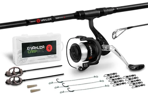 Delphin kaprařský set yakuza prut 3,6 m 3 lb 3-díl + naviják 6t + příslušenství