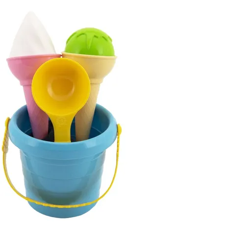 Sada na písek plast kbelík + formičky zmrzlina v síťce