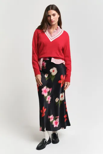 SUKNĚ GANT MIDI FLORAL PRINT A-LINE SKIRT BLACK