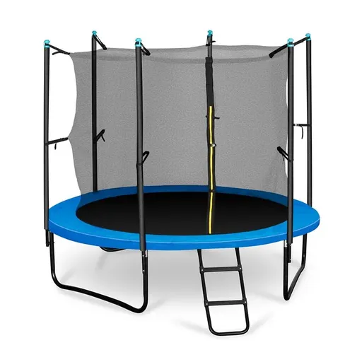 KLARFIT Rocketboy 250, 250cm trampolína, vnitřní bezpečnostní síť, široký žebřík, modrá