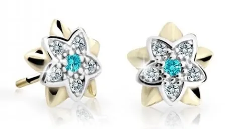 Cutie Jewellery Dětské bicolor náušnice ze žlutého zlata C2210-30-X-1 světle zelená