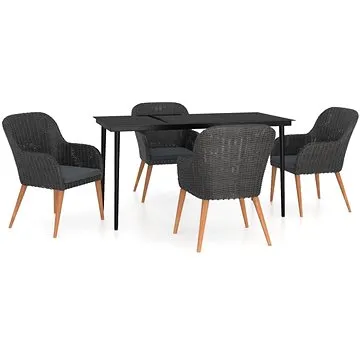 5dílný zahradní jídelní set s poduškami černý, 3099519 (3099519)