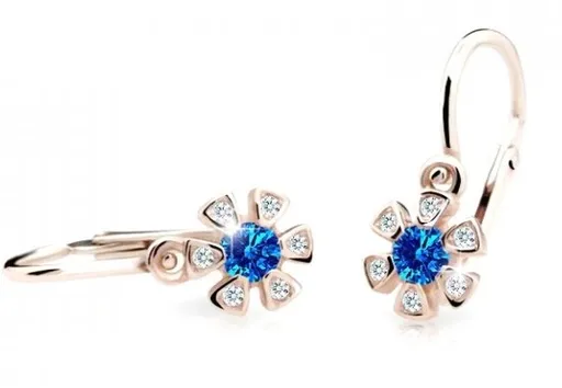 Cutie Jewellery Dětské náušnice z růžového zlata C2156-10-X-4 modrá