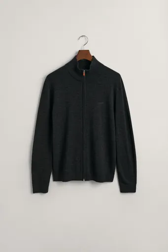 KARDIGÁN GANT EXTRAFINE MERINO WOOL ZIP CARDIGAN DK CHARCOAL MELANGE