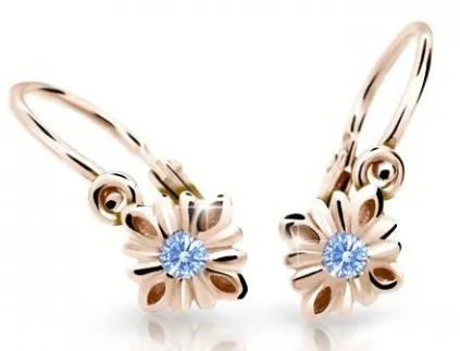 Cutie Jewellery Půvabné dětské náušnice z růžového zlata C2261-10-X-4 světle modrá