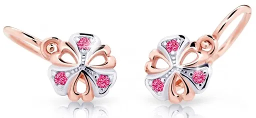 Cutie Jewellery Dětské bicolor náušnice z růžového zlata C2230-10-X-4 fuchsiová