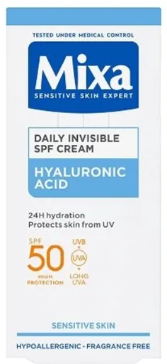 Mixa Denní hydratační pleťový krém SPF 50 (Daily Invisible SPF Cream) 50 ml